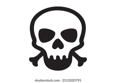 Skull and Crossbones Icon on Black and White Vector Backgrounds. This vector is 100% Editable eps file version in white on a dark background positioned on the right