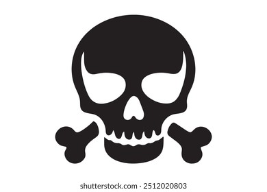 Skull and Crossbones Icon on Black and White Vector Backgrounds. This vector is 100% Editable eps file version in white on a dark background positioned on the right