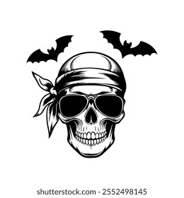 Skull and Crossbones Icon on Black and White Vector Backgrounds