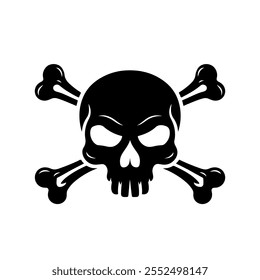 Skull and Crossbones Icon on Black and White Vector Backgrounds