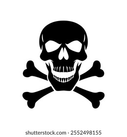 Skull and Crossbones Icon on Black and White Vector Backgrounds