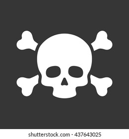 Skull with Crossbones Icon on Black Background. Vector illustration