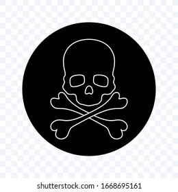 Skull and Crossbones Icon on blank Background. Poison Sign and Symbol for Design. vector illustration