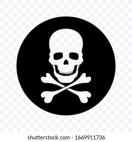 Skull and Crossbones Icon on blank Background. Poison Sign and Symbol for Design. vector illustration