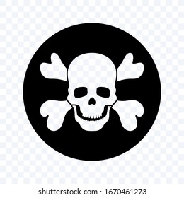 Skull and Crossbones Icon on blank Background. Poison Sign and Symbol for Design. vector illustration