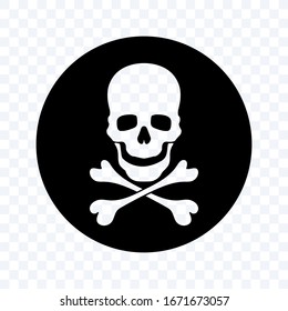 Skull and Crossbones Icon on blank Background. Poison Sign and Symbol for Design. vector illustration