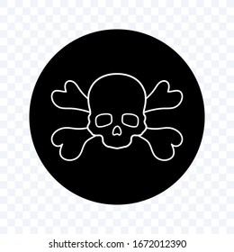 Skull and Crossbones Icon on blank Background. Poison Sign and Symbol for Design. vector illustration