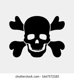Skull and Crossbones Icon on White Background. Poison Sign and Symbol for Design. vector illustration
