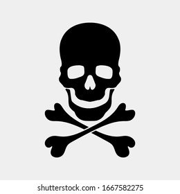 Skull and Crossbones Icon on White Background. Poison Sign and Symbol for Design. vector illustration