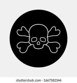 Skull and Crossbones Icon on White Background. Poison Sign and Symbol for Design. vector illustration