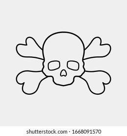 Skull and Crossbones Icon on White Background. Poison Sign and Symbol for Design. vector illustration