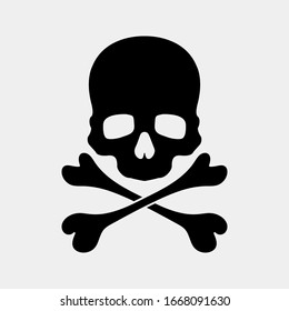 Skull and Crossbones Icon on White Background. Poison Sign and Symbol for Design. vector illustration