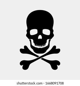 Skull and Crossbones Icon on White Background. Poison Sign and Symbol for Design. vector illustration