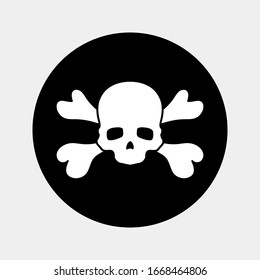 Skull and Crossbones Icon on White Background. Poison Sign and Symbol for Design. vector illustration