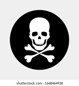 Skull and Crossbones Icon on White Background. Poison Sign and Symbol for Design. vector illustration