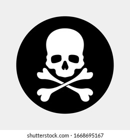 Skull and Crossbones Icon on White Background. Poison Sign and Symbol for Design. vector illustration
