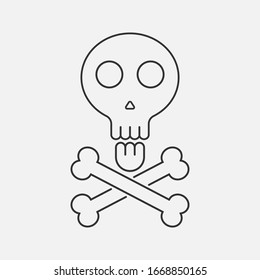 Skull and Crossbones Icon on White Background. Poison Sign and Symbol for Design. vector eps 10