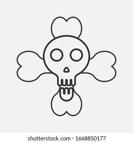 Skull and Crossbones Icon on White Background. Poison Sign and Symbol for Design. vector eps 10