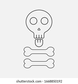 Skull and Crossbones Icon on White Background. Poison Sign and Symbol for Design. vector eps 10