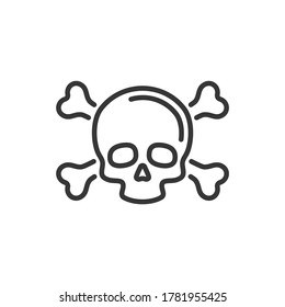Icono de cráneo y cruz sobre fondo blanco. Vector
