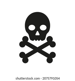 Skull and crossbones icon on white background, vector