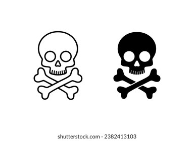 Schädel- und Knochensymbol auf weißem Hintergrund. Vektorgrafik