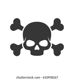 Skull and Crossbones Icon on White Background. Vector