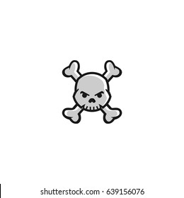Skull and Crossbones Icon on White Background vector