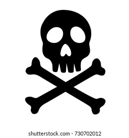 Skull and Crossbones Icon on White Background