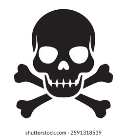 "Skull and Crossbones Icon – Pirate Symbol, Danger Warning, Vector Illustration"