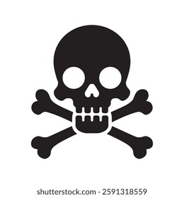 "Skull and Crossbones Icon – Pirate Symbol, Danger Warning, Vector Illustration"