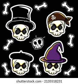 Skull and crossbones icon set sticker
