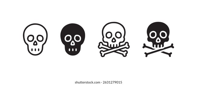 Skull and crossbones icon set variations Vector