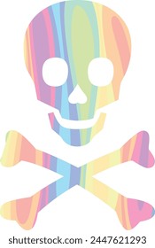 skull and crossbones icon shape with rainbow color inside, skull and crossbones icon vector illustration.