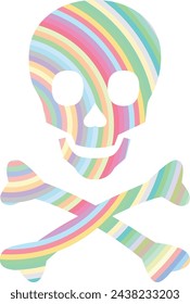 skull and crossbones icon shape with small pastel various color inside, skull and crossbones icon vector illustration.