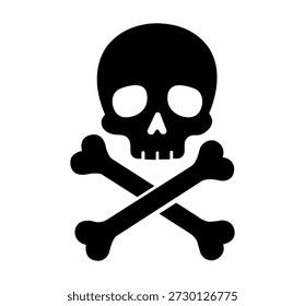 Skull and crossbones icon. Crossbones silhouette on white background. Crossbones sign vector illustration design. death skull flat vector icon for apps and websites