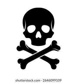 Skull and crossbones icon, stark symbol of danger, warning or piracy. Bold graphic perfect for safety notices, hazardous materials and adventurous themes. Classic Jolly Roger emblem.