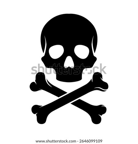 Skull and crossbones icon, stark symbol of danger, warning or piracy. Bold graphic perfect for safety notices, hazardous materials and adventurous themes. Classic Jolly Roger emblem.