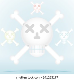 Skull and crossbones icon style in different color