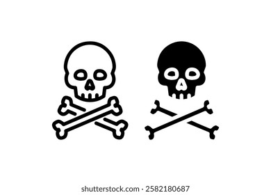 Skull and Crossbones Icon in Two Styles Vector