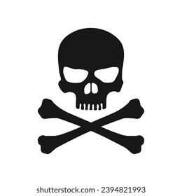 Skull and crossbones icon vector. Skull and bone danger warning sign. Skull with crossbones vector icon