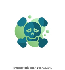 Skull and crossbones icon vector, filled flat sign, bicolor pictogram, green colors. Danger symbol, logo illustration