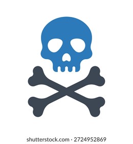 Skull and crossbones icon. Vector and glyph