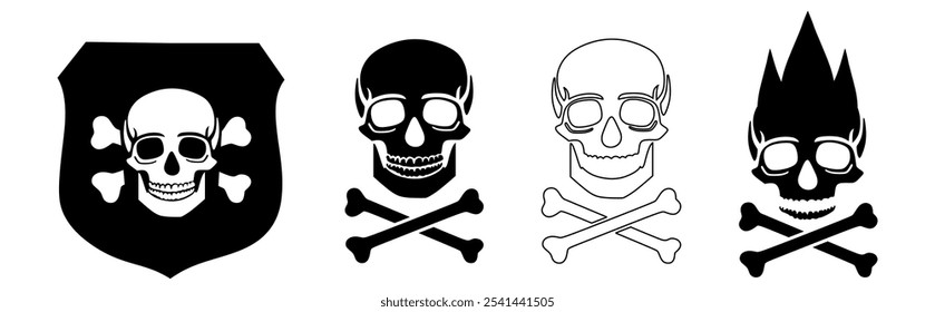 Totenkopf und Kreuzknochen Symbol. Vektorgrafik