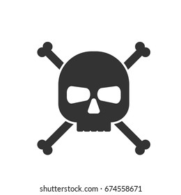 skull and crossbones icon. Vector illustration isolated on white background