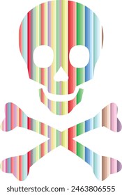 skull and crossbones icon with vertical striped color in
side, skull and crossbones icon vector illustration.