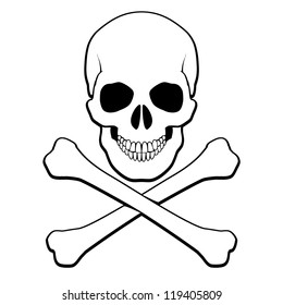 Skull and crossbones. Illustration on white background for design