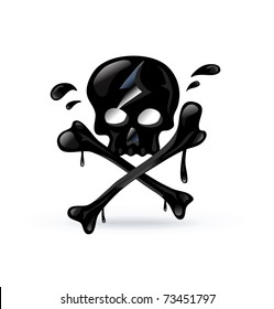 Skull and crossbones illustration on white