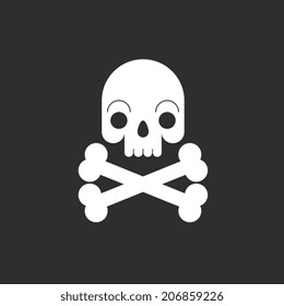 Skull crossbones, isolated abstract vector illustration. Design for stickers, logo, web and mobile app. Print for clothes.
