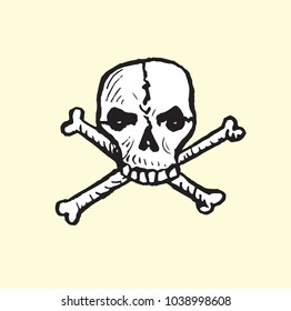Skull and crossbones, isolated hand drawn vector outline doodle illustration?